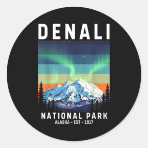 Adesivo Redondo parque nacional denali vintage alasca montanha den