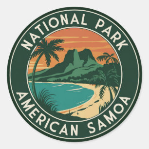 Adesivo Redondo Parque Nacional do Americano Samoa Round Emblem