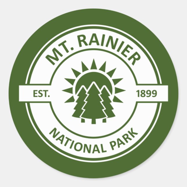 Adesivo Redondo Parque Nacional do Mt. Rainier (Frente)