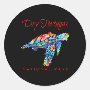 Adesivo Redondo Parque Nacional Dry Tortugas Tartaruga Marinha Aqu
