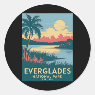 Adesivo Redondo Parque Nacional Everglades Roupas de Camping Vinta