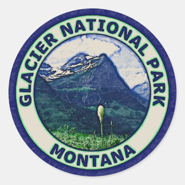 Adesivo Redondo Parque Nacional Glacier (Frente)