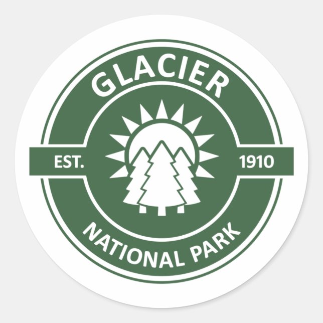 Adesivo Redondo Parque Nacional Glacier (Frente)