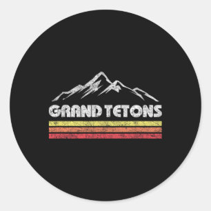 Adesivo Redondo Parque Nacional Grand Teton Wyoming Retro Montanha