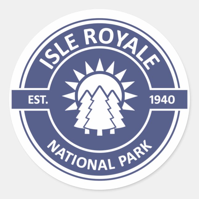Adesivo Redondo Parque Nacional Isle Royale (Frente)