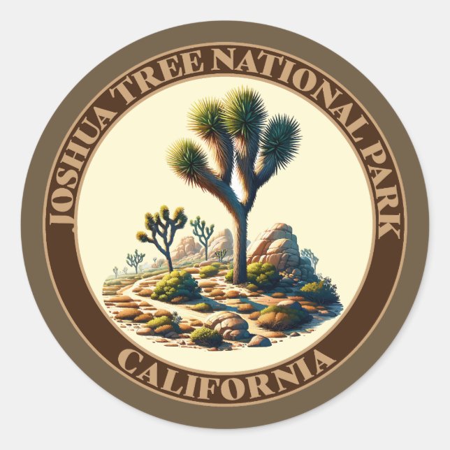 Adesivo Redondo Parque Nacional Joshua Tree, Califórnia (Frente)
