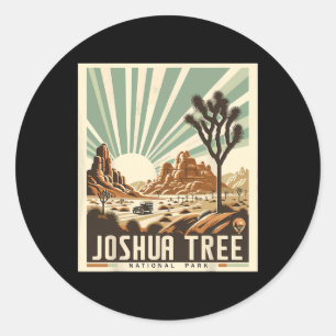 Adesivo Redondo Parque Nacional Joshua Tree Vintage Caminhada Acam