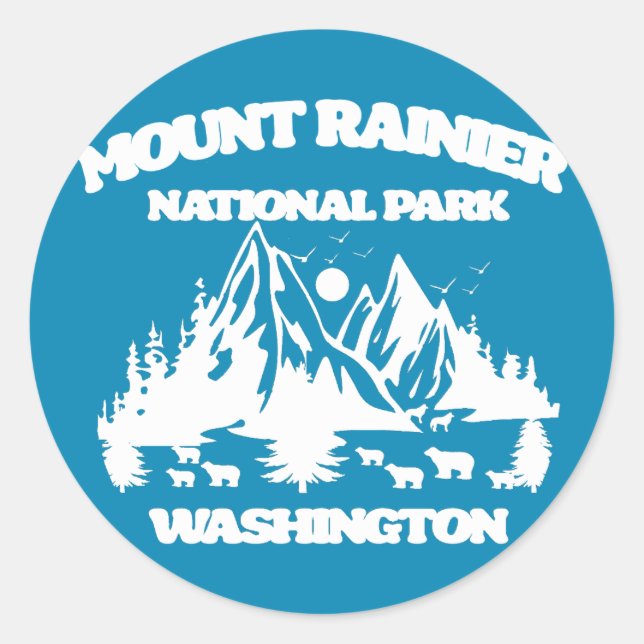 Adesivo Redondo Parque Nacional Monte Rainier (Frente)