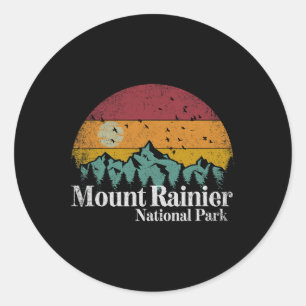 Adesivo Redondo Parque Nacional Mt Mount Rainier Estilo Retro Cami