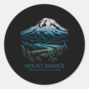 Adesivo Redondo Parque Nacional Mt. Rainier Caminhada Acampamento