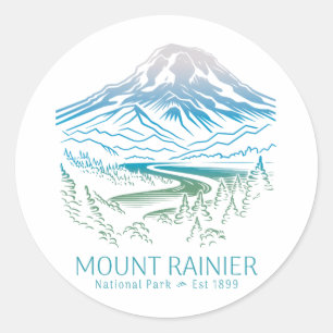 Adesivo Redondo Parque Nacional Mt. Rainier Trilha Acampamento Mon