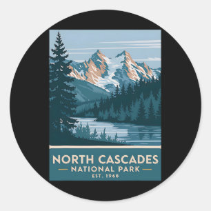Adesivo Redondo Parque Nacional North Cascades Camping Vintage Hom