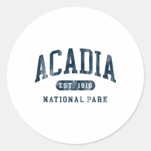 Adesivo Redondo Parque Nacional Retro Acadia Maine Est 1916 Homens