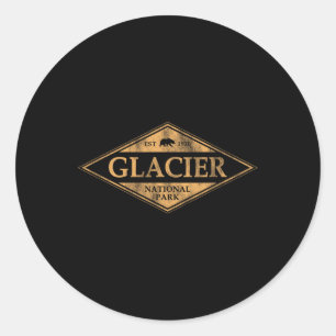 Adesivo Redondo Parque Nacional Retro Glacier Montana Mulheres Hom