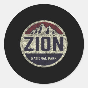 Adesivo Redondo Parque Nacional Retro Zion Utah Montanha Mulheres