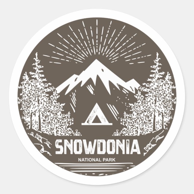 Adesivo Redondo Parque Nacional Snowdonia (Frente)