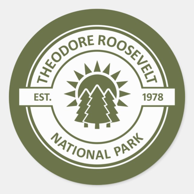 Adesivo Redondo Parque Nacional Theodore Roosevelt (Frente)