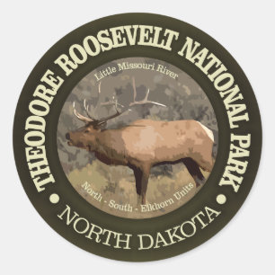 Adesivo Redondo Parque Nacional Theodore Roosevelt (elk)