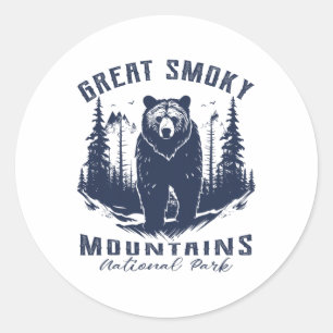 Adesivo Redondo Parque Nacional Vintage Great Smoky Mountains Kids
