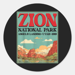 Adesivo Redondo Parque Nacional Zion ao Ar Livre Angels Landing Ut
