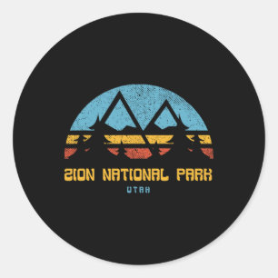 Adesivo Redondo Parque Nacional Zion Utah Presente Retro Vintage d
