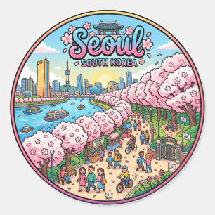 Adesivo Redondo Parque Yeouido Coreia do Sul