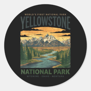 Adesivo Redondo Parques Nacionais de Yellowstone Wyoming Natureza 