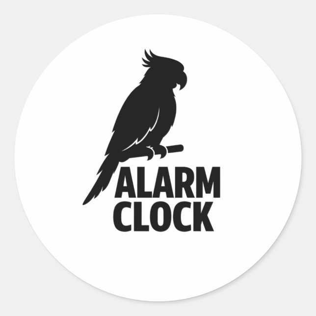 Adesivo Redondo Parrot Alarm Clock Funny Pet Owner Sticker (Frente)