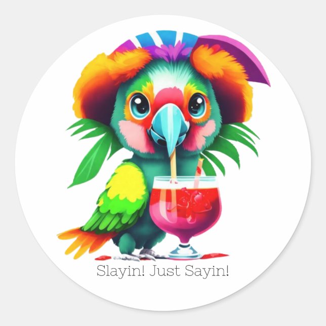 Adesivo Redondo Parrot Sticker - Apresentação (Frente)