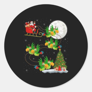 Adesivo Redondo Parrots Bird Papais noeis Sleigh Voando Engraçado