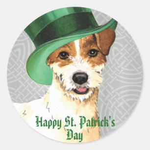 Adesivo Redondo Parson Russell Terrier do dia de St Patrick