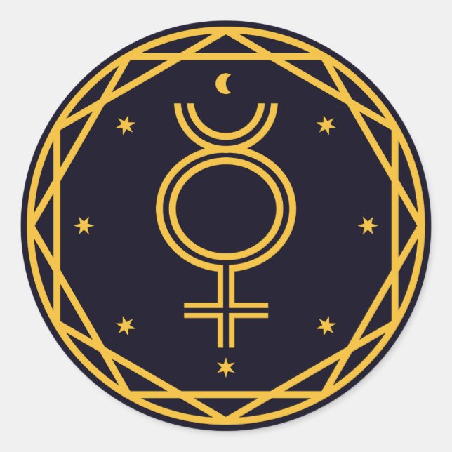Adesivo Redondo Parte Celestial Occulta do Mercúrio (Frente)
