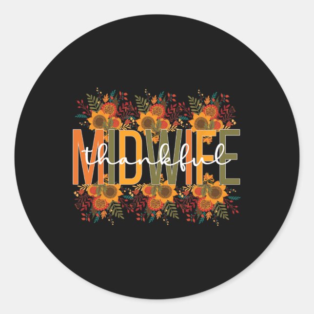 Adesivo Redondo Parteira agradecida Parteira Parteira de Ação de G (Frente)