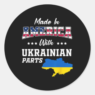 Adesivo Redondo Partes Americanas Ucranianas Mapa da Ucrânia Bande