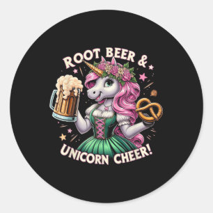 Adesivo Redondo Partido Alemão Drindle Unicorn Beer Pretzel Funny