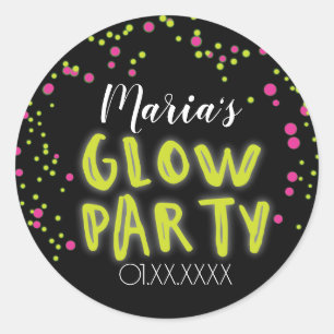 Adesivo Redondo Partido amarelo cor-de-rosa do fulgor