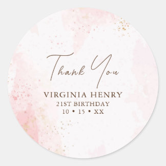 Adesivo Redondo Partido aniversário de 21 anos de Aquarela