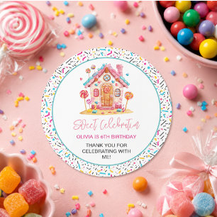 Adesivo Redondo Partido Aniversário de criança da Candyland Sweet