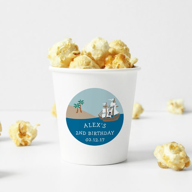 Adesivo Redondo Partido Aniversário de criança de Entrega Pirata (Criador carregado)