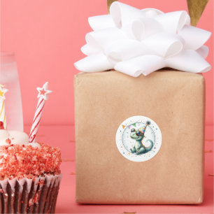 Adesivo Redondo Partido Bonito Que Dinossauro Aniversário Favorece