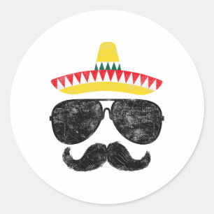 Adesivo Redondo Partido Cinco de Mayo Camisa Engraçado Cinco de Ma