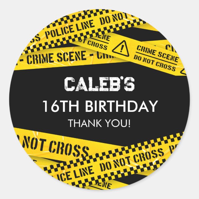 Adesivo Redondo Partido da Polícia com Amarelo Não atravesse Fitas (Frente)