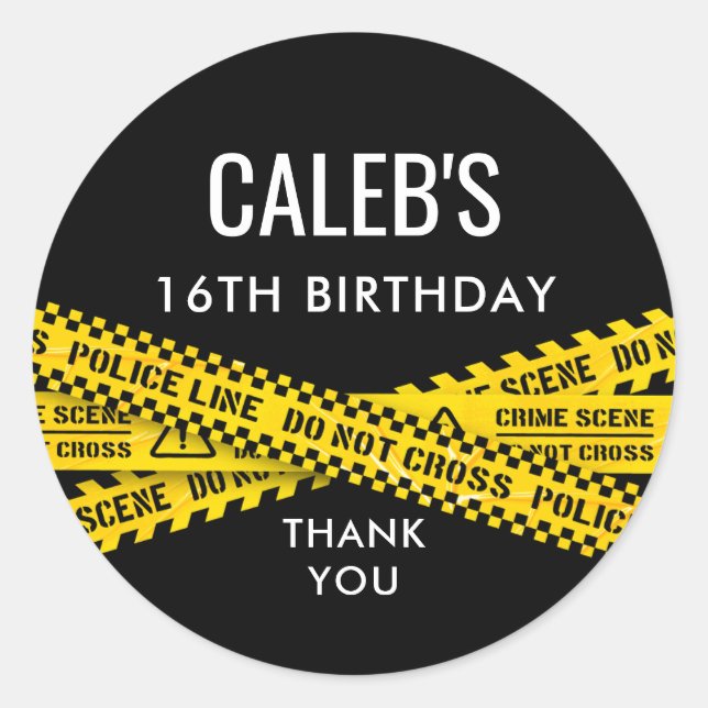 Adesivo Redondo Partido da Polícia com Amarelo Não atravesse Fitas (Frente)