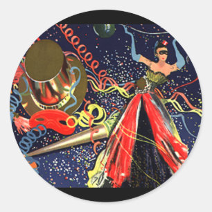 Adesivo Redondo Partido da véspera dos felizes anos novos do