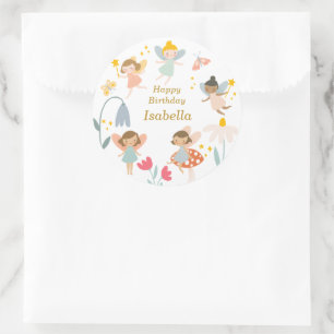 Adesivo Redondo Partido das Fadas Mágicas