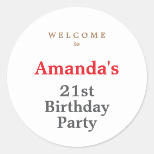 Adesivo Redondo Partido de Aniversário Moderno e Moderno Minimalis