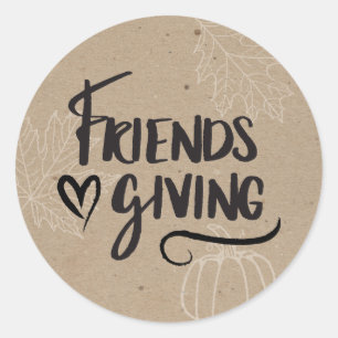 Adesivo Redondo Partido de comensal de Kraft Friendsgiving