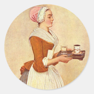 ADESIVO REDONDO PARTIDO DE COMENSAL DO FONDUE DE CHOCOLATE