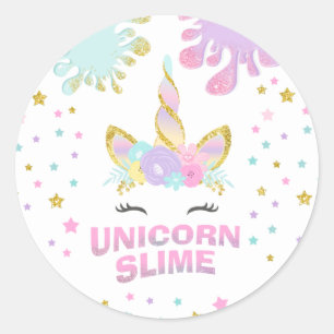 Adesivo Redondo Partido de Favor do Slime Unicorn - Grupo de Atalh