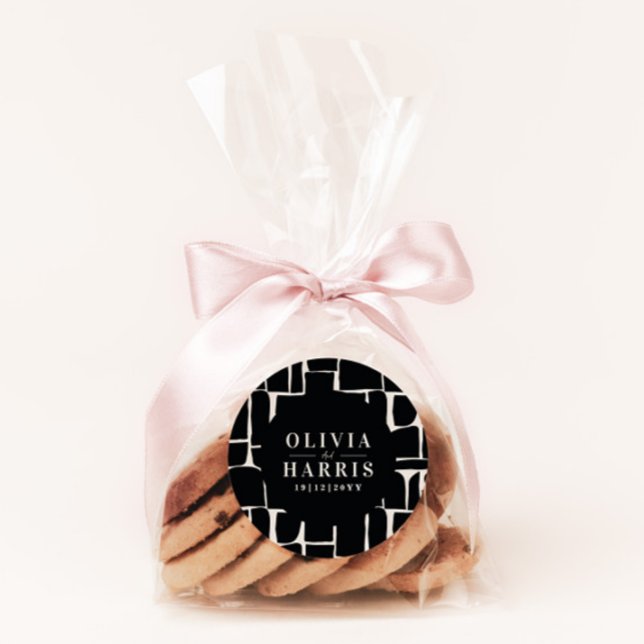 Adesivo Redondo Partido de favoritos mínimo gráfico preto e branco (Criador carregado)